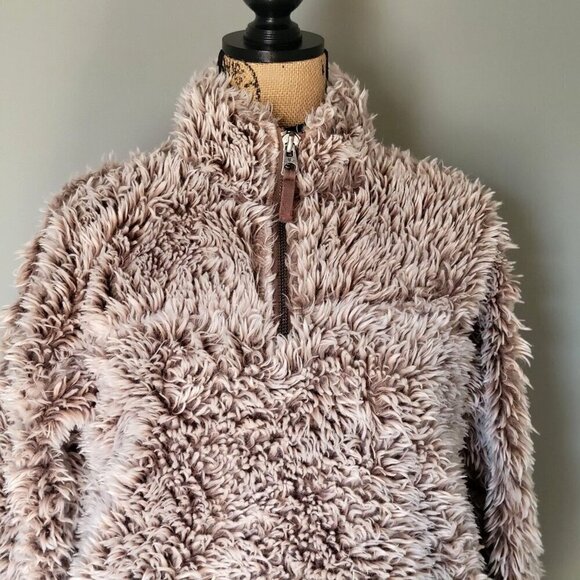 Dylan Los Angeles Oversized Frosty Tipped 1/4 Zip Pullover Sherpa- S - Picture 4 of 5